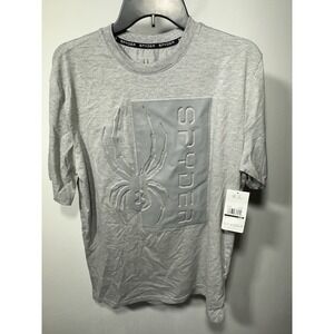 Spyder Mens L Regular T Shirt Gray Raised Logo Graphic Athletic Streetwear NWT